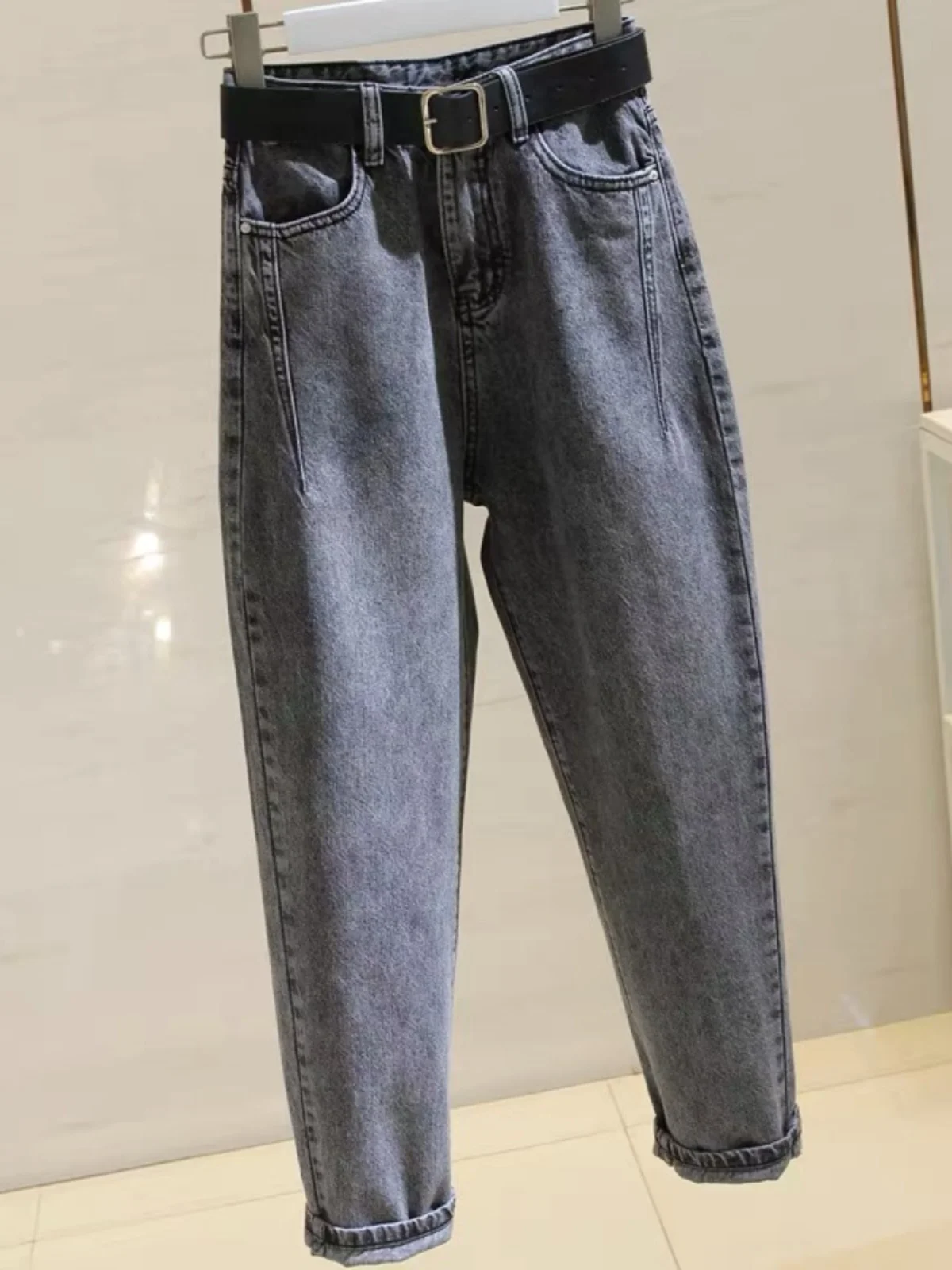 

Spring Autumn plus Size Denim Jeans Women's Student BF Loose Slimming Harem Carrot Pants Trendy High Waist Nine Points