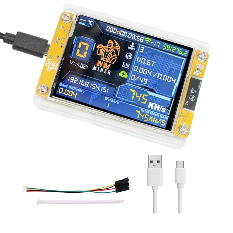 Ingenious-745KH/S Nerdminer Nmminer 2.8 Inch Smart Display Upgraded 745KH/S Harshrate Bitcoin Crypto Solo Miner Nerdminer Nerdmi