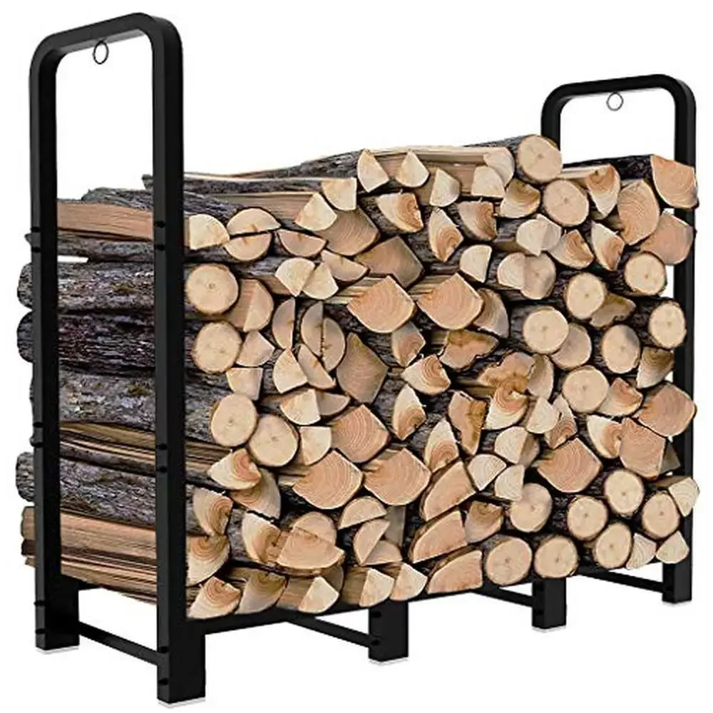

Adjustable Firewood Rack 4ft Heavy Duty Metal Log Holder Storage Stand Stacker Fireplace Lumber Outdoor Indoor Use 550 lbs