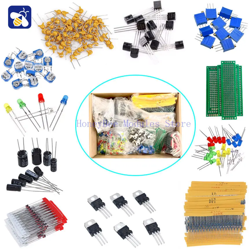 1818PCS electronic components led pcb capacitor resistor T0-220 potentiometers RM063 triode 3296W  electronics projects kit