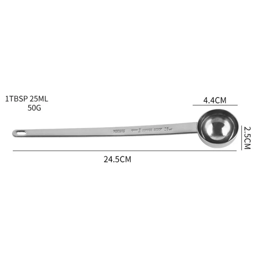 Stainless Steel Coffee Spoon Measuring Scoop Long Handle Stirring Spoon Graduated Spoon Coffee Tea Tools Accessories