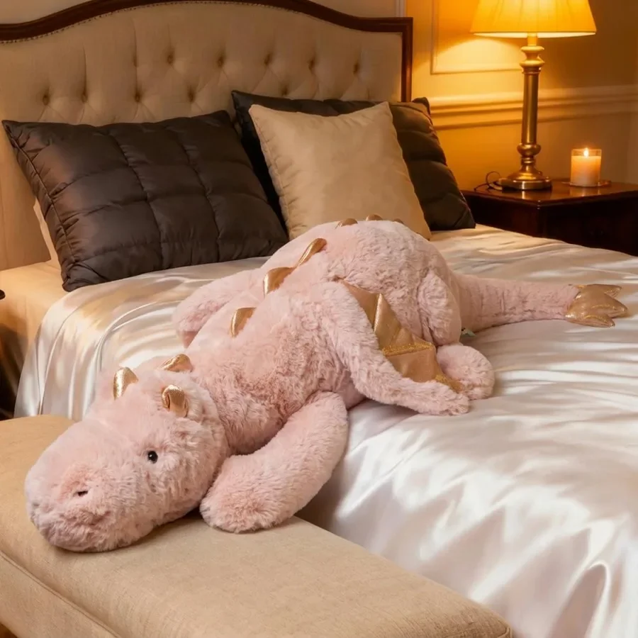 

Giant 50in 3Lb Pink Dragon Stuffed Animal with Wings Cute Plush Toy Fuzzy Jumbo Dinosaur Pillow Soft Green Pterosaur Cuddly Plu
