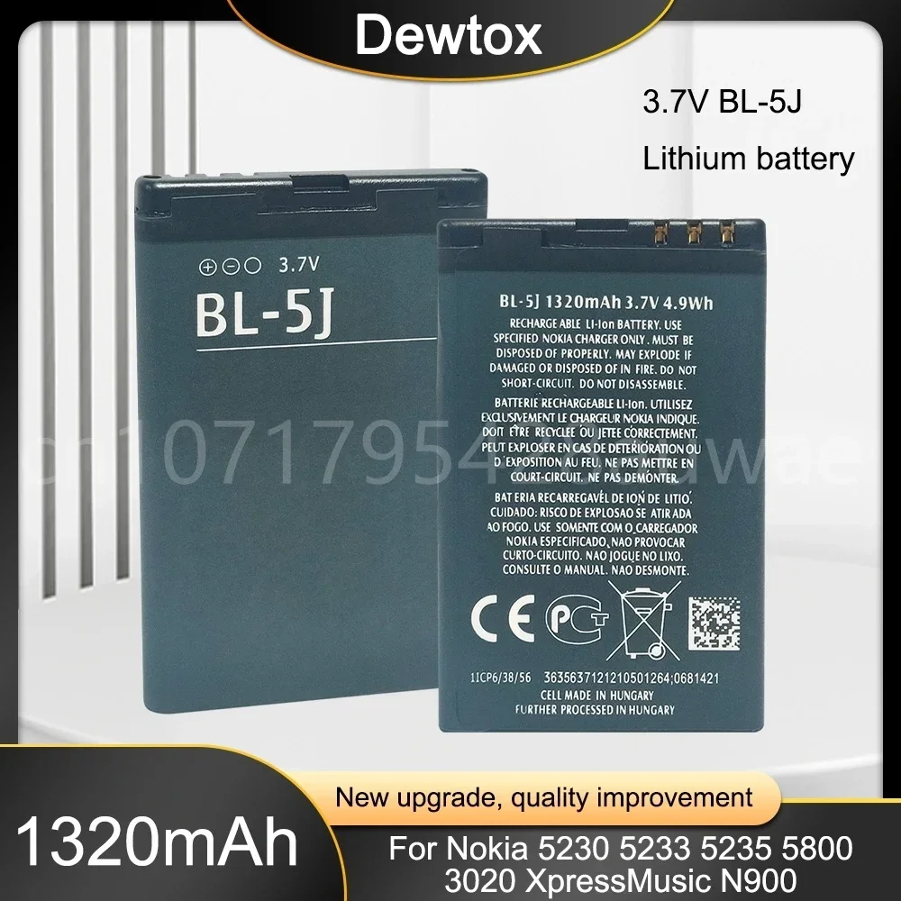 Phone Battery Bateria 2450mAh BL-5J BL 5J for Nokia 5800 5800XM 5230 5228 C3 Lumia 520 525 X6 X9 200 201 2010 302