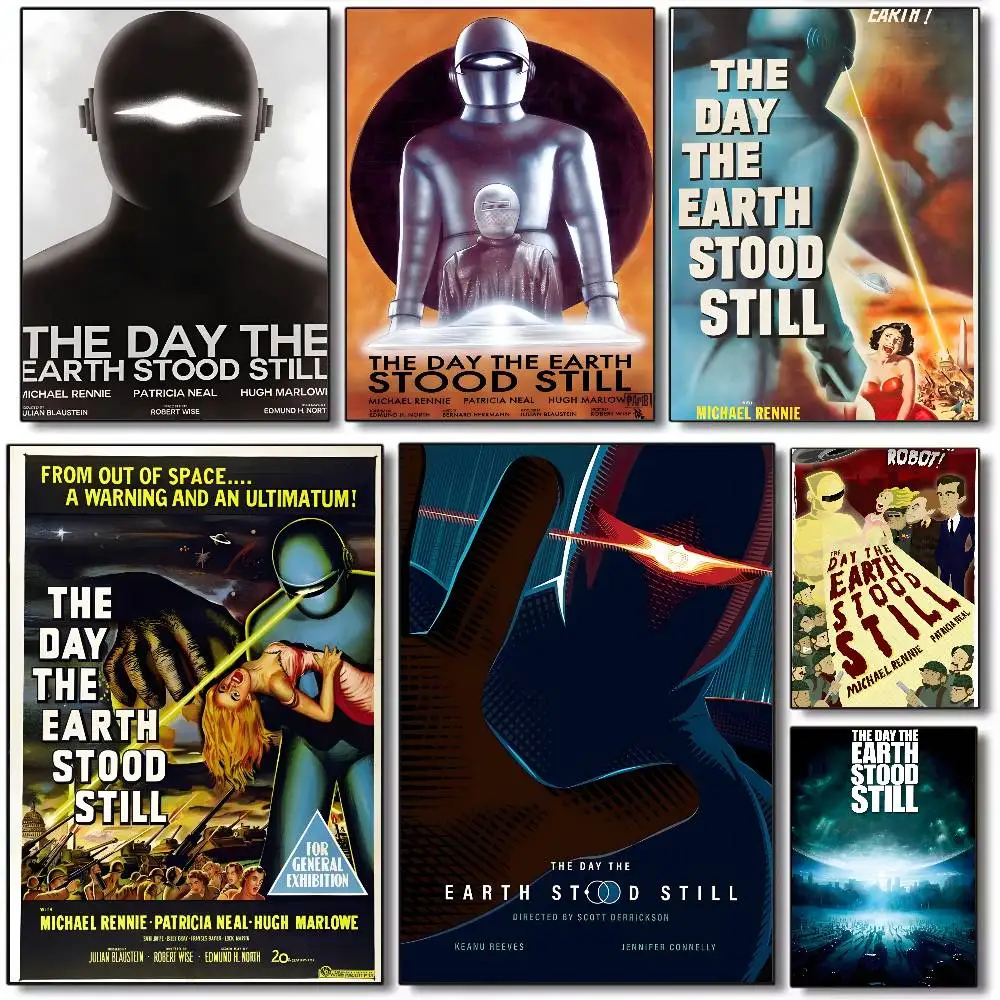 Home The Day Earth Stood Still 1950s Poster Art canvas aesthetic Printing Paper Wall Art for Living Room Bar fashion Home Decor