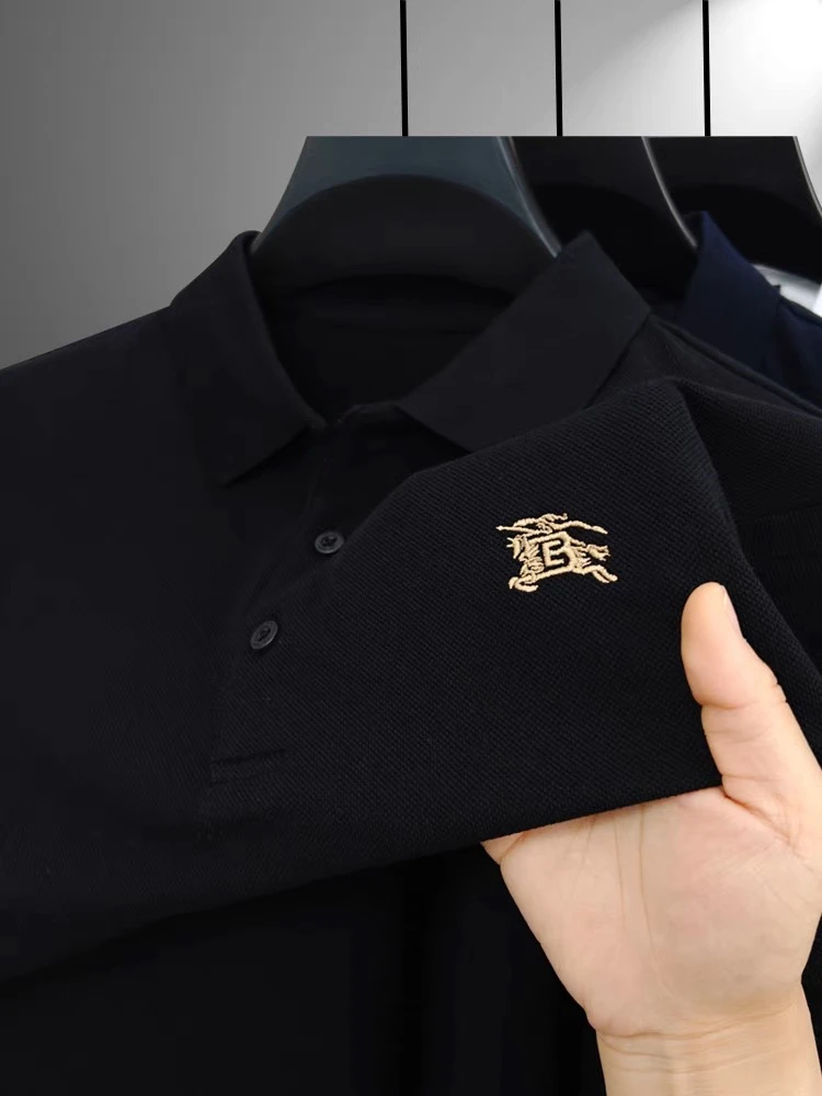 الراقية العلامة التجارية المطرزة قصيرة الأكمام مصمم قميص بولو الصيف موضة كوريا عادية 100% القطن بول تي شيرت ملابس للرجال