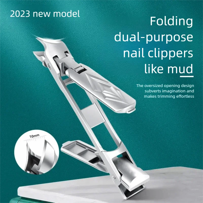 1pc Portable Folding Double-Headed Large Opening Scissors Nail Clippers New Dual-Use Stainless Steel Nail Clippers Manicure Tool