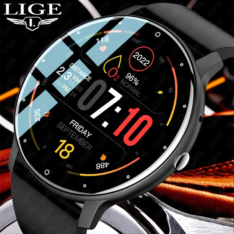 LIGE New Smart Watch Men Voice Assistant Bluetooth Connected Call Men Watch Custom Dial Blood Oxygen Monitoring Sport Smartwatch