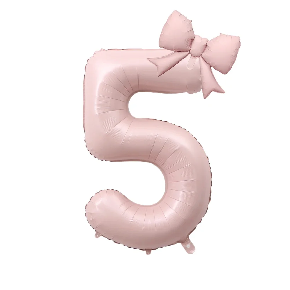 2 قطعة 40 بوصة عيد ميلاد عدد 0-9 بالونات الفتيات الأميرة عيد ميلاد الوردي Bowknot بالونات حفل زفاف بالونات جامبو عدد بالون #6