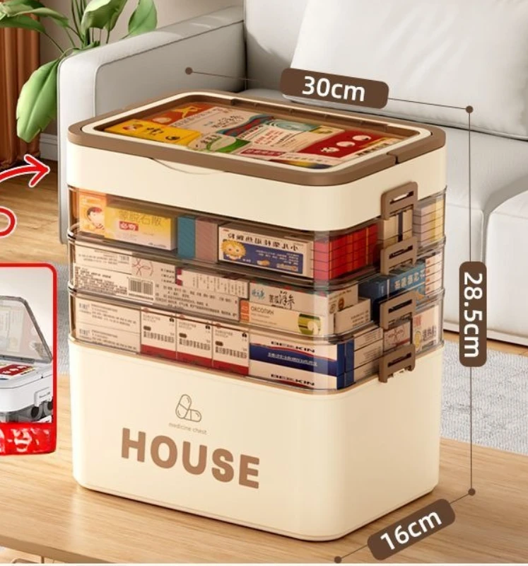 

Multi-layer Household Medicine Large-capacity Drug Storage Box, Transparent Large-sized Medical Emergency Medicine Box