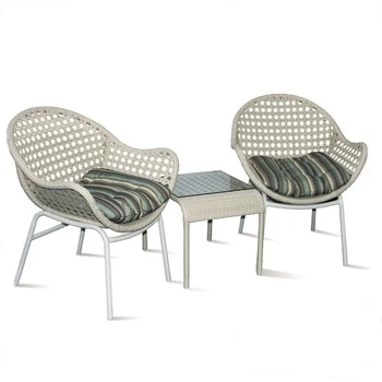 xx-Cebu India White Coffee Shop Table Chairs Rattan Outdoor Leisure Ways Patio Furniture