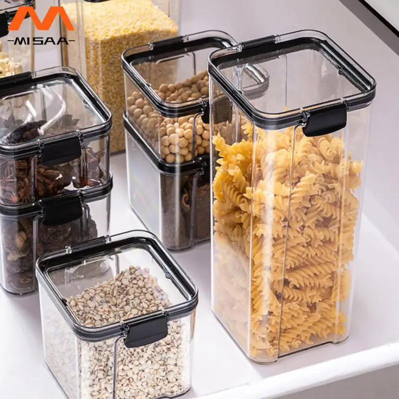 Storage Tank Safe And Durable Moisture-proof And Insect-proof Pet Square For Bulk Cereals Tea Multigrain Tea Sealed Jar