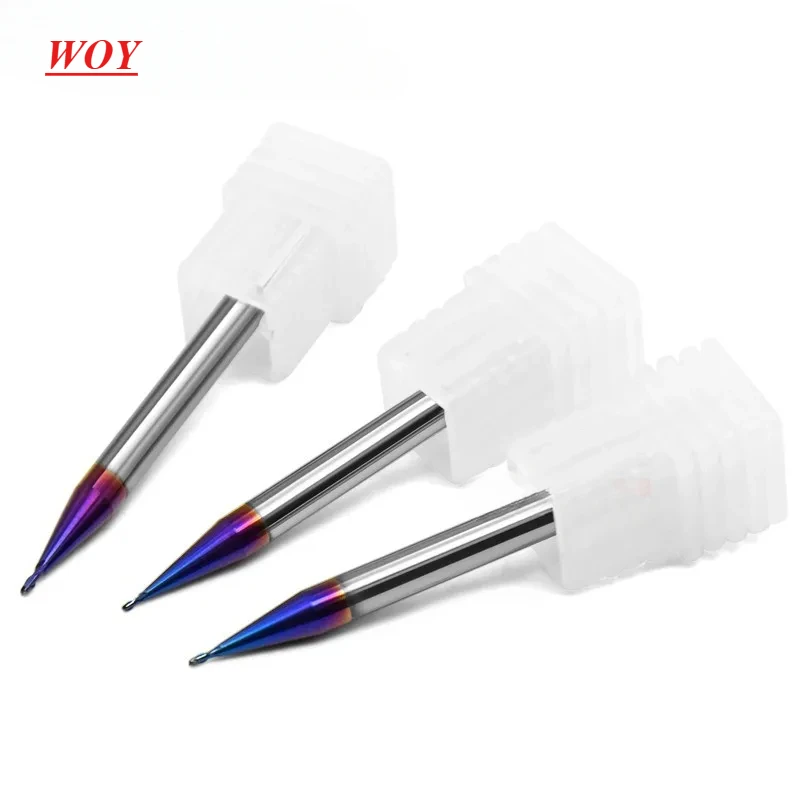 WOY HRC70 2F Nano Coating Flat Bottom/Ball End Micropath Tungsten Steel Carbide Milling Cutter CNC Mechanical Maching Tools