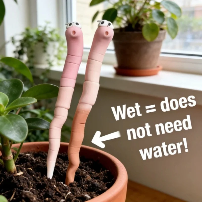 Battery Free Earthworm Soil Moisture Meter Cute Potted Plant Water Monitor Humidity Sensor for Indoor Outdoor Lawn Garden Tools