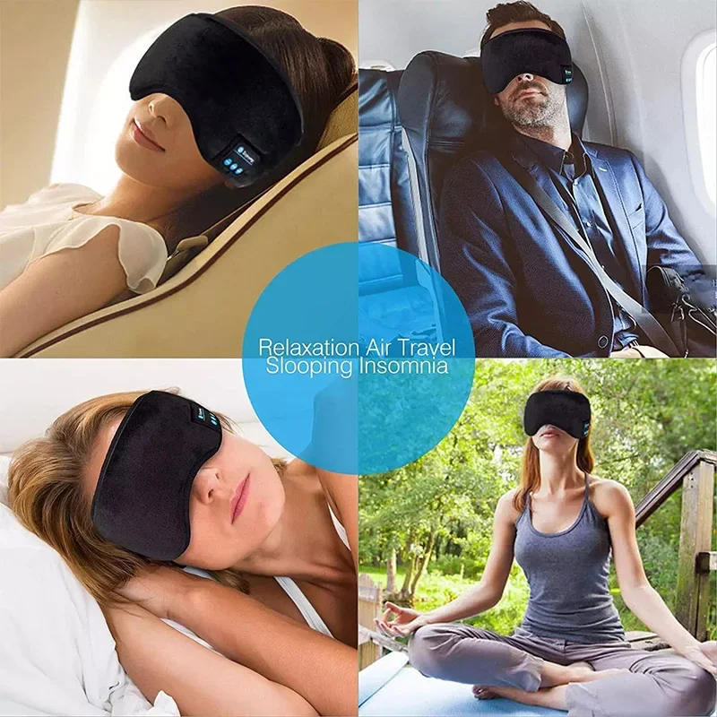 3D Bluetooth Eye Mask Headset Wireless Bluetooth Sleep Headset Stereo Head-mounted Shading Eye Mask Removable & Washable