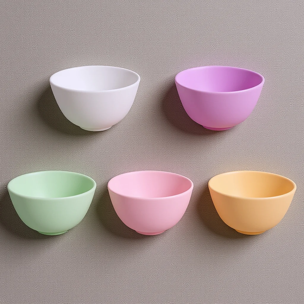 5개 세트 가정용 DIY 마스크 볼 실리콘 믹싱 볼 페이스 마스크 준비용 부드럽고 단단한 유연한 세척 용이한 뷰티 액세서리 세트