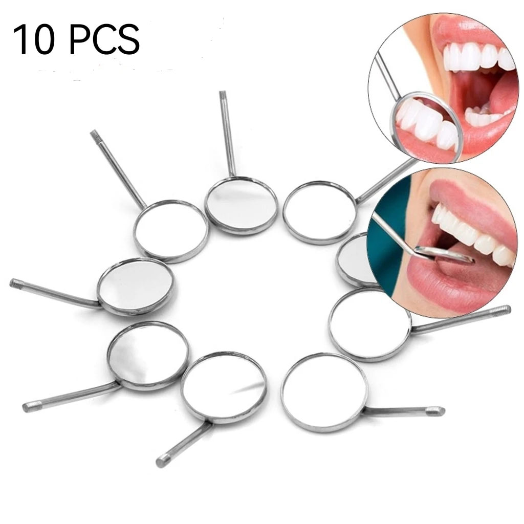 Professional Dental Mouth Mirror, Refletor de Aço Inoxidável, Equipamento Dentista, Oral Care Tool Kit, 2.2cm, 10Pcs por Conjunto