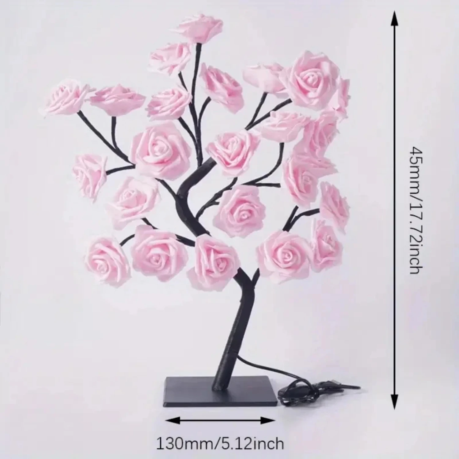 LED Rose Tree Light com USB Plug, abajur, flor de fada, luz da noite, festa, natal, casamento, decoração do quarto, novo, 24