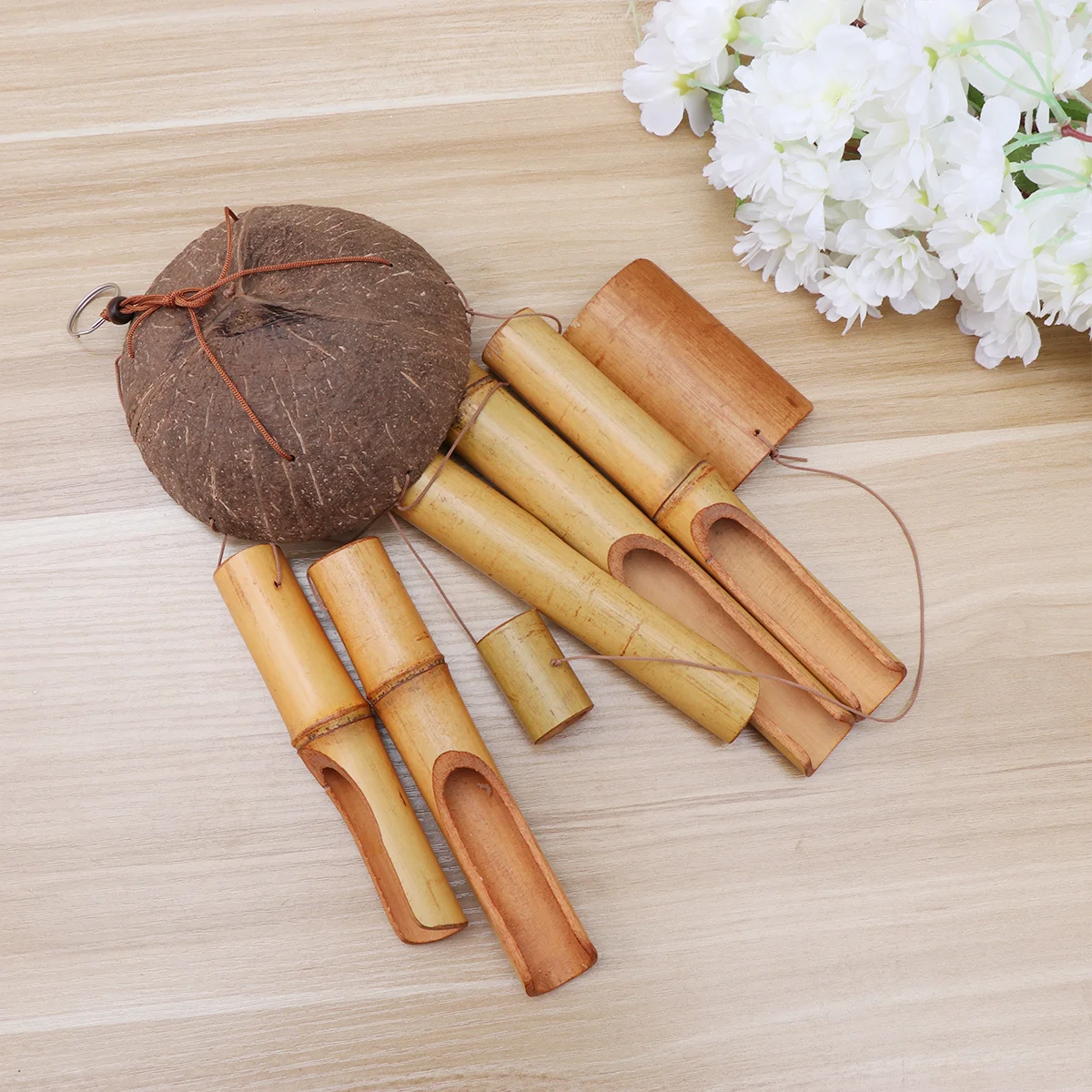 

Coconut Shell Bamboo Wind Chimes Hanging Wind Bell Premium Outdoor Indoor Garden Balcony Home Relaxation Decor