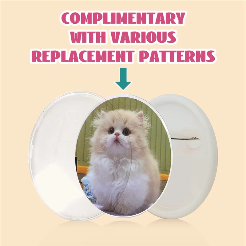 AEF7-Eenvoudige Badges Button Maker Machine Button Deel, DIY Pin Badge Button Press Machine 48 Stuks Knop Onderdelen