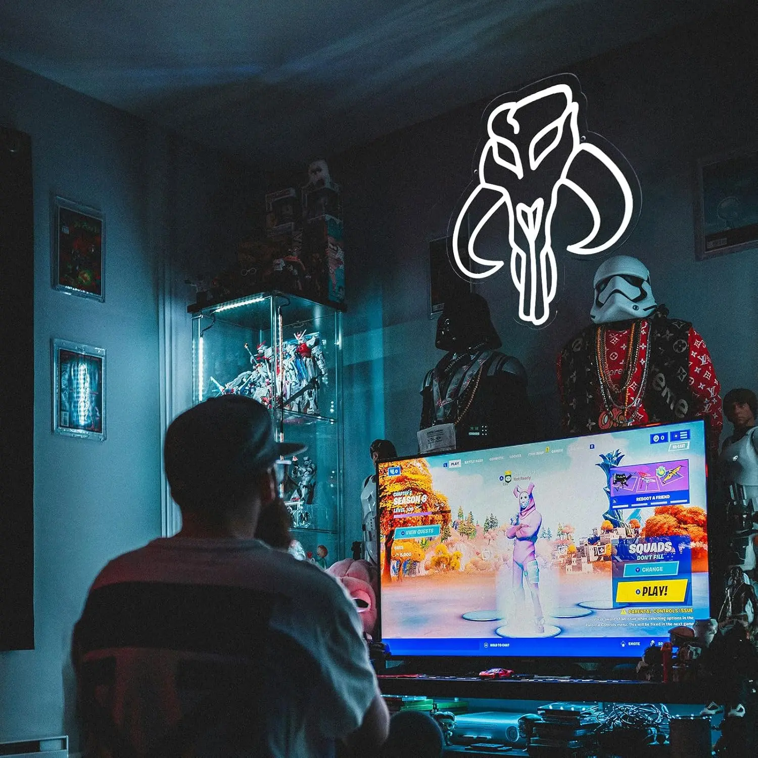 الأبيض الثور الجمجمة النيون USB عكس الضوء مصباح ليد لغرفة النوم لعبة غرفة بار ديكور المنزل شخصية هدية ضوء الليل #2