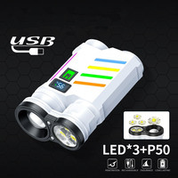 Fluorescence Bright P50 LED EDC Flashlight Mini Keychain Work Light Type-C Rechargeable Clip Torch Camping Pocket Camp Lantern