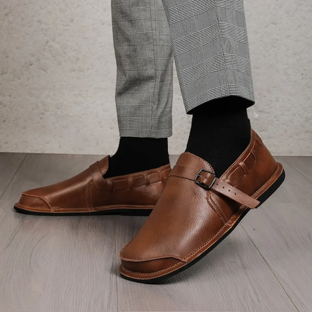 

Retro Style Men Loafers Leather Casual Shoes Handmade Moccasins Breathable Mens Driving Shoes Comfort Man Slip on Flats