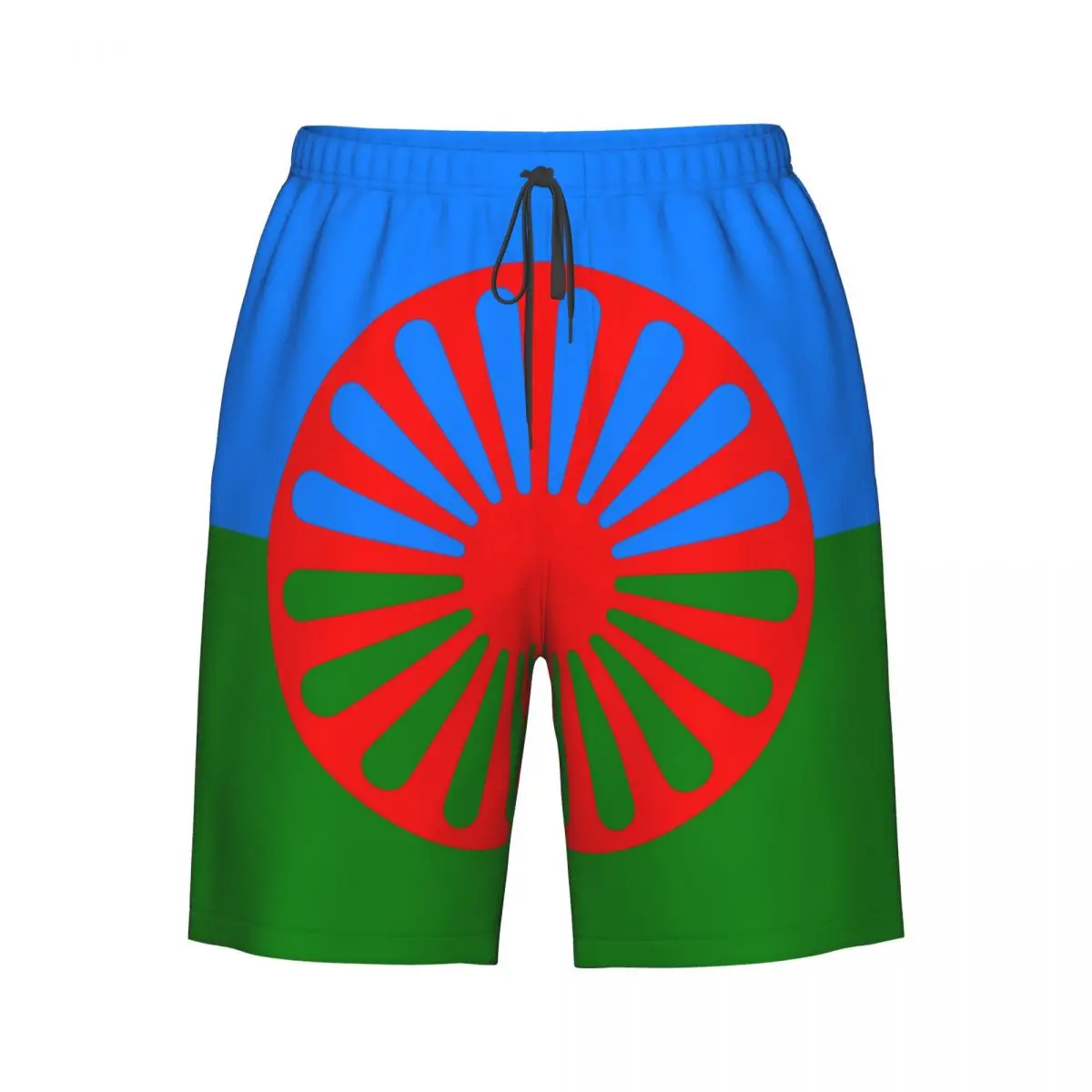 Romani People Rom Gypsy Flag Mens Swim Trunks Qucik Dry Board Beach Shorts Bathing Suit for Men Boardshorts Lightweight