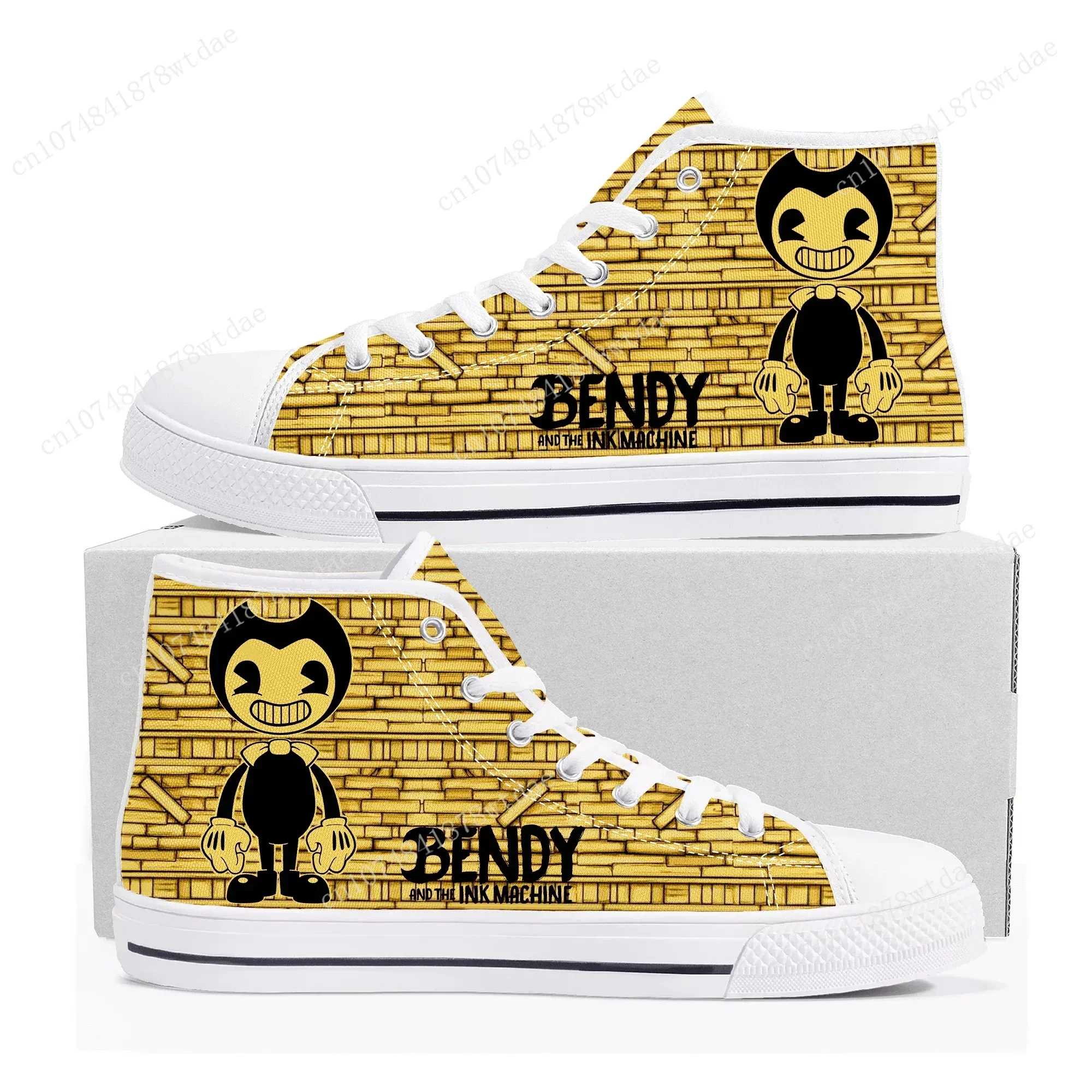 Anime Game I-Ink M-Machines High Top Sneakers Mens Womens Teenager B-Bendy High Quality Canvas Sneaker Couple Customized Shoes