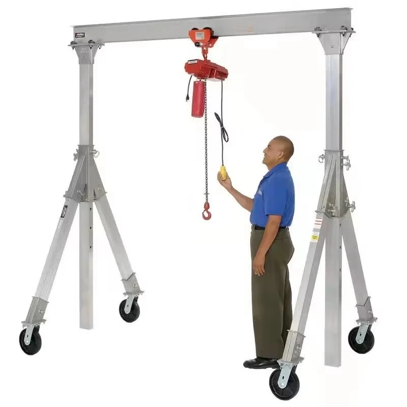 for-0.5T 1T 2T Mini Foldable Lightweight Aluminum Mobile Gantry Portable Adjustable Motorized Remote Control Lifting Crane#