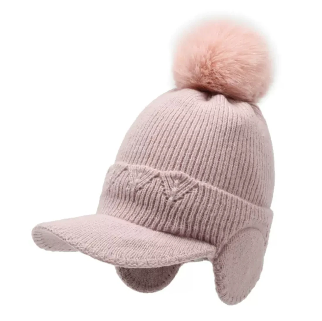 Women's winter hat, hooded cap, fleece-lined, thick, warm, windproof, knitted ear protectors, woolen hat for cycling