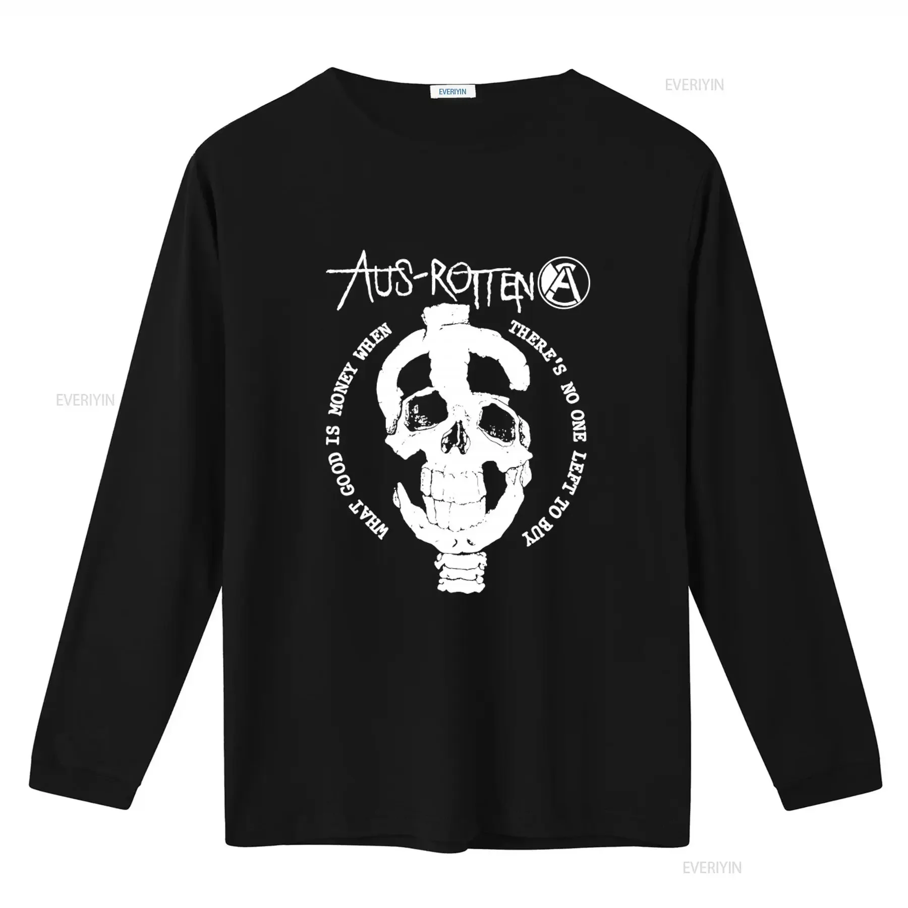 AUS ROTTEN Skull T Shirt What Good is Money When There's No One Left Print for Punk Rock Fans vintage Washed designer clothes
