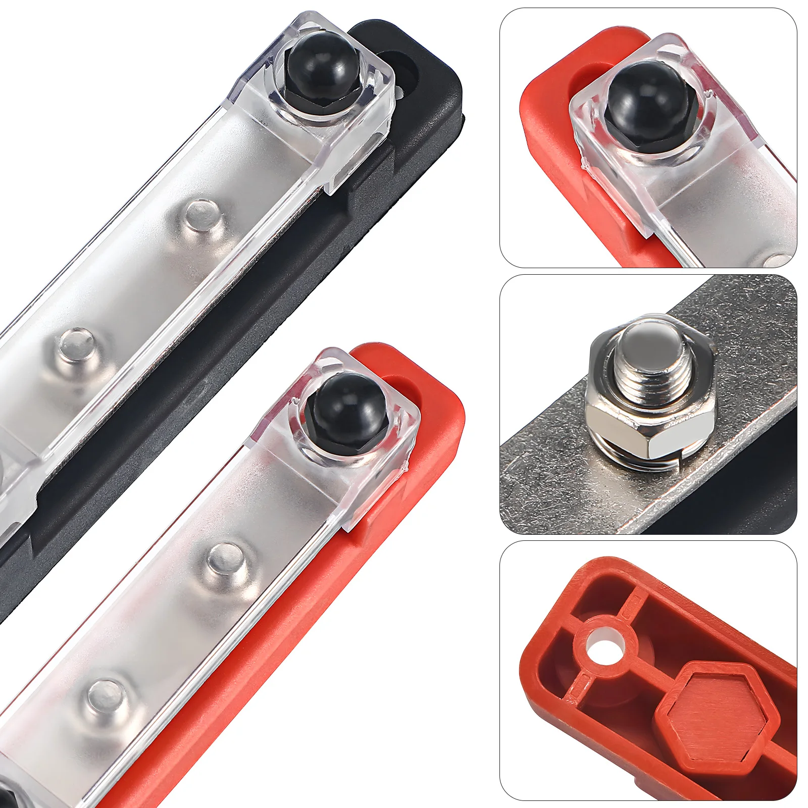 

Marine Terminal Block 2 Sets M6 Red Black Single Row Power Distribution Bus Bar Truck Accessories
