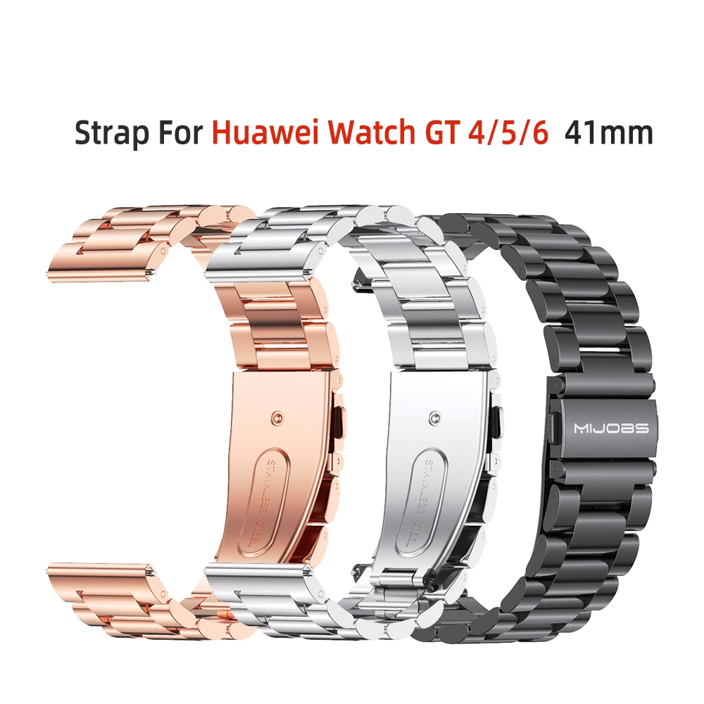 Armband für Huawei Watch GT 5 41mm, Armband für Huawei Watch GT 6/5/4 41mm, Uhrenarmband für Huawei Watch GT 5 Pro 42mm, Metall 3 Perlen