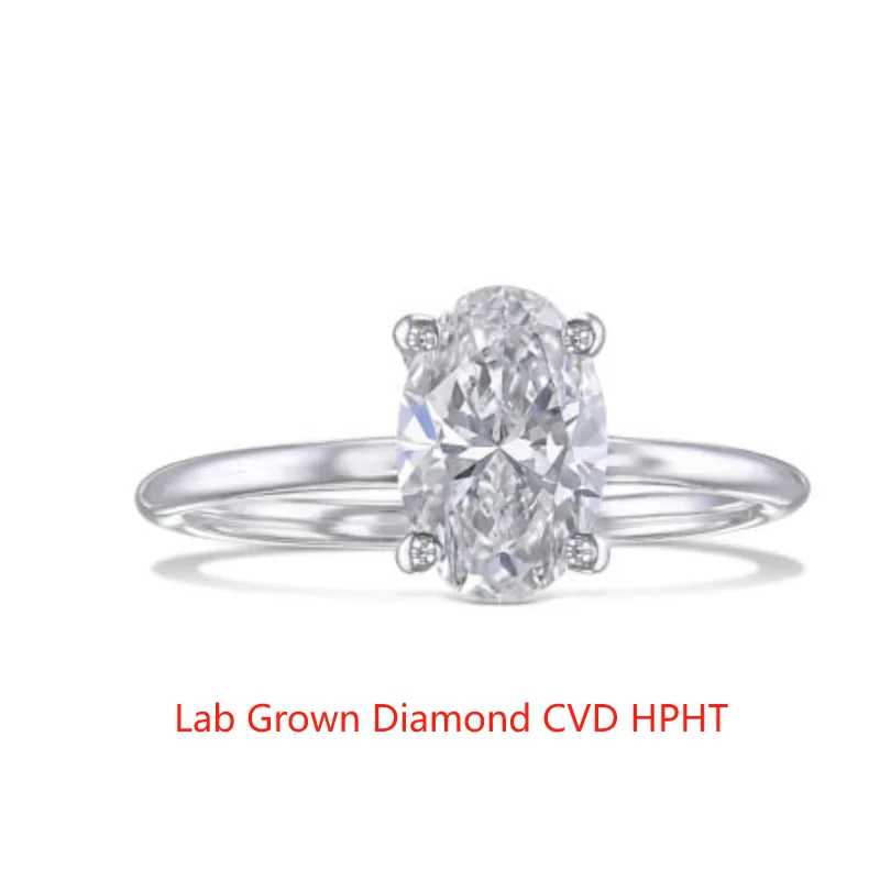Oval Shape IGI Diamond Amazing Ring VS1 EF 2.0Ct Lab Created HPHT CVD Diamond in 14k White Gold