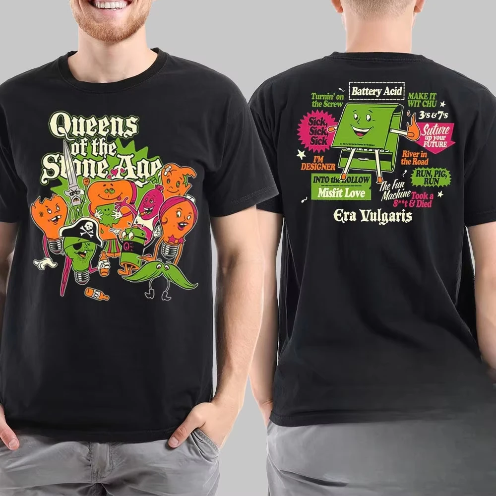 

Motorcycle Stone Age Queen T-Shirt Unisex Summer Short Sleeve Fashion Top Casual Retro Fashion T-Shirt