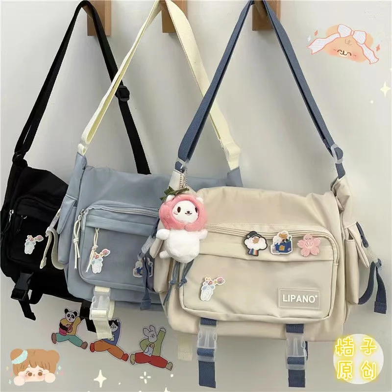 Japanese Harajuku Crossbody Bags For Women High School Girls Messenger Bag Patchwork Handbags School Book Bag Shoulder Bag Bolso