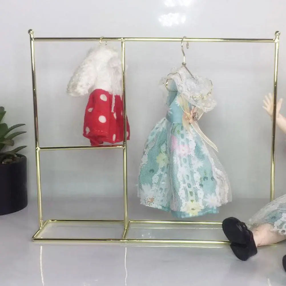 

2Pcs Metal Clothes Rack Garment Display Stand Durable Mini Dress Holder Elegant Organizer for Kids Room Use Clothes Rack