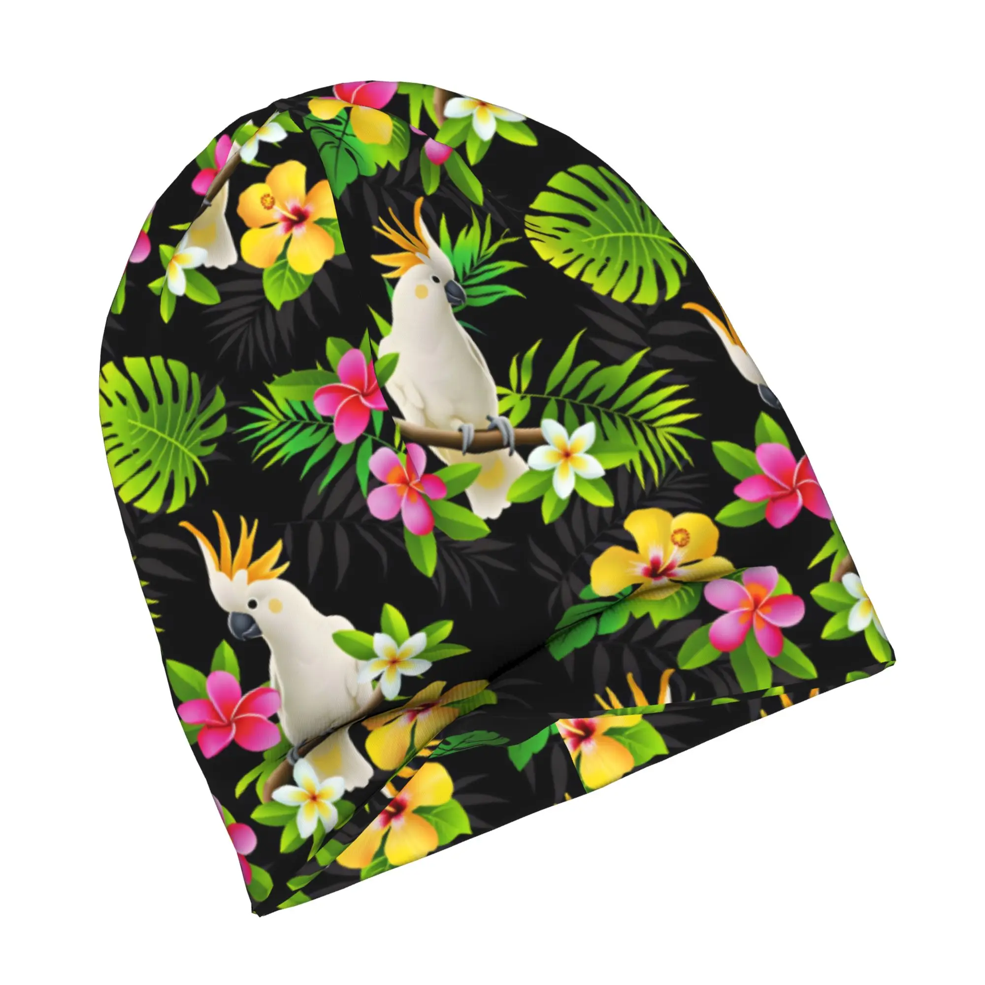 Hawaiian Style Parrot Tropical Seamless Pattern Bonnet Hats Hip Hop Knitting Hat For Men Women Warm Winter Skullies Beanies Caps