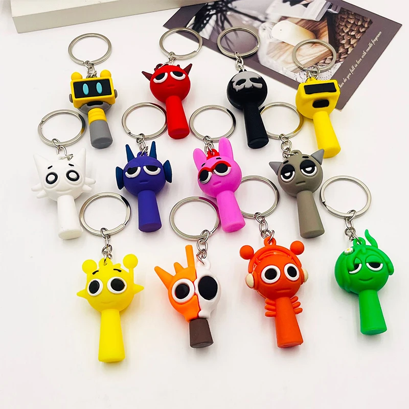 

Sprunki Keychains Sprunki Figurine Oren Raddy Gray Brud Vineria Pendant Keyring Key Chain Jewelry Fans Gifts