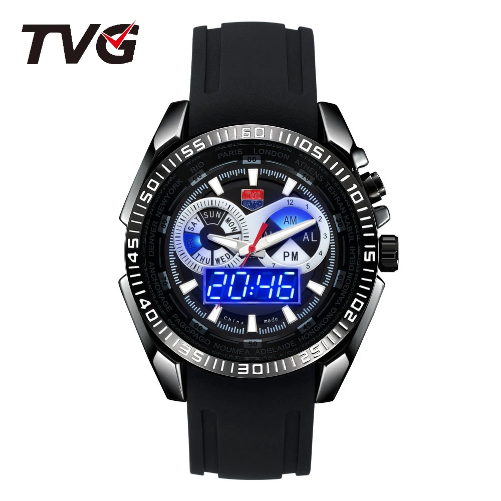 

TVG Luxury Brand Military Watch Man Quartz Analog Silicone Strap Clock Sports Army Relogio Outdoor Business Gift Waterproof Boys
