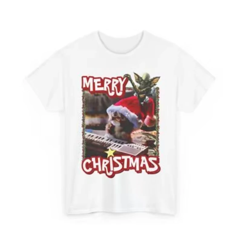 تي شيرت Gremlins Merry Christmas Graphic - تي شيرت أسود ريترو للجنسين - يجب اقتناؤه لمحبي الأفلام الجماعية وعشاق الفكاهة الاحتفالية #1