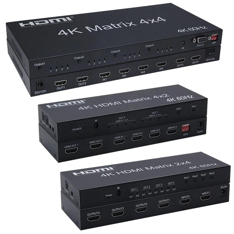 4K HDMI Matrix 4x4 4x2 2x4 6x2 4K 60Hz HDMI2.0 Matrix Switch Splitter 4 in 2 out Signal Source Selector for PC Loptop TV Monitor