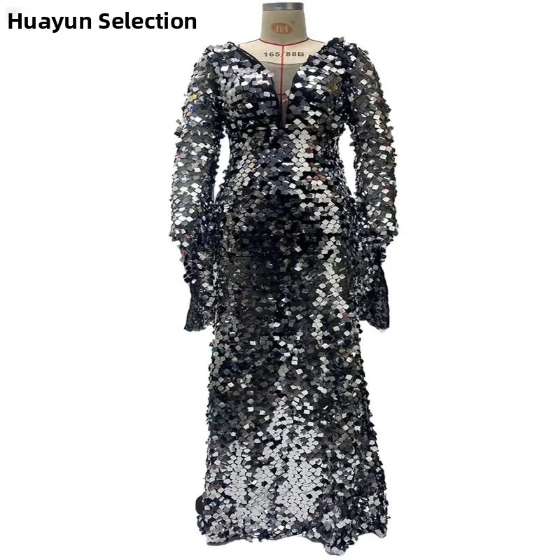 Vestido de Noche Largo con Lentejuelas Plateadas, Vestido de Fiesta de Verano 2023, Moda Femenina, Vestido de Fiesta, Fibra A...