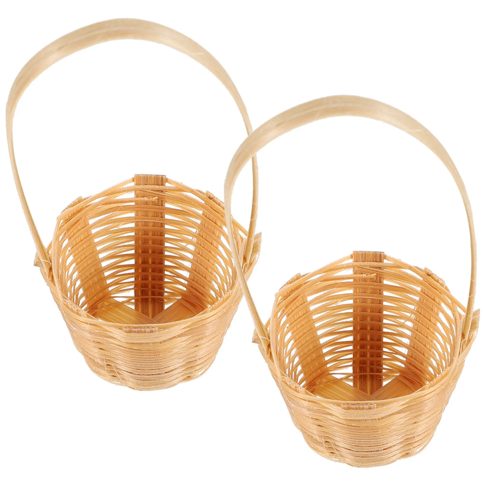 

2Pcs Miniature Bamboo Woven Basket Set Tiny Decorative Baskets for Mini House Decoration Dollhouse Accessories Mini Furniture