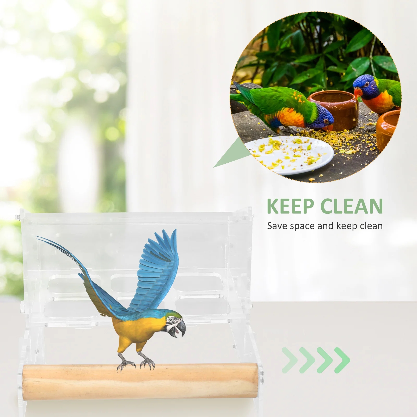 

6-Grids Acrylic Bird Feeder Parrot Food Box Hanging Cage Accessory Foraging Feeding Stand Pet Parrot Feeder Bird Food Box