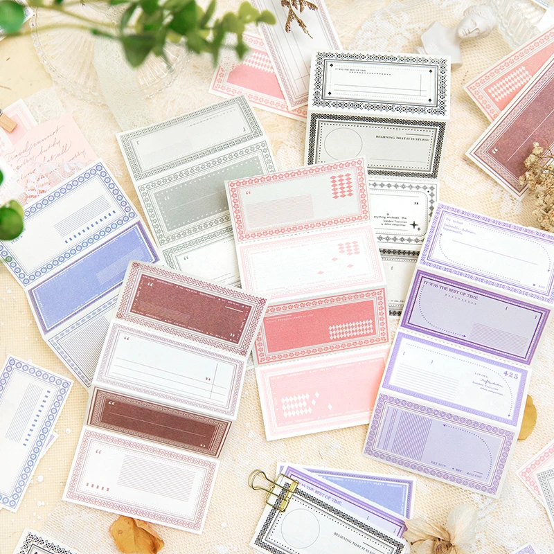 Yoofun 30 sheets Simple Note Pads with Frame Label Memos Message Notes for School Office Supplies Stationery Material Papers