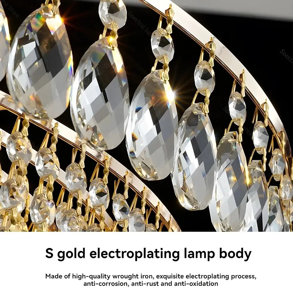 كبير الحديثة مُثبتة في السقف مصباح فاخر كريستال الثريا بريق قلادة تركيبات الإضاءة لغرفة المعيشة الذهب مصابيح ديكور المنزل #5