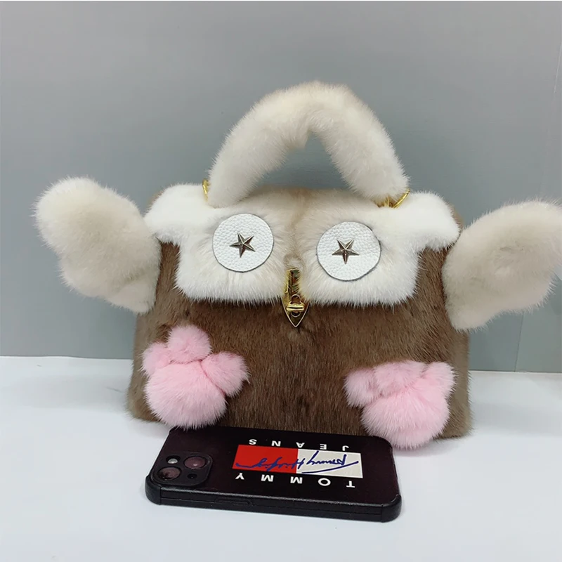 

Сумка из натурального норкового меха, сумка через плечо, роскошные модельерские женские кошельки и сумки, высококачественные меховые сумки через плечо для женщин