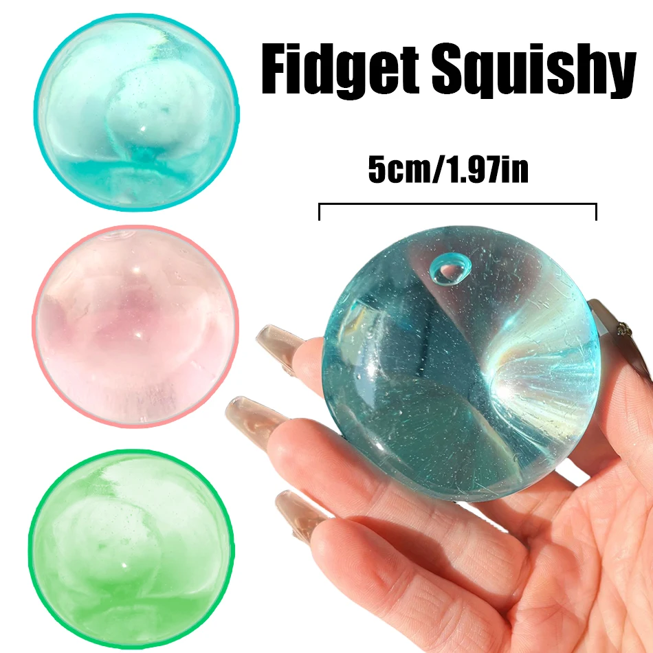Translucent Coconut Oil Maltose Stress Ball High Moldable Ice-Skin Pinch Ball with Slow Rising Sensory Fidget for Anxiety Relief