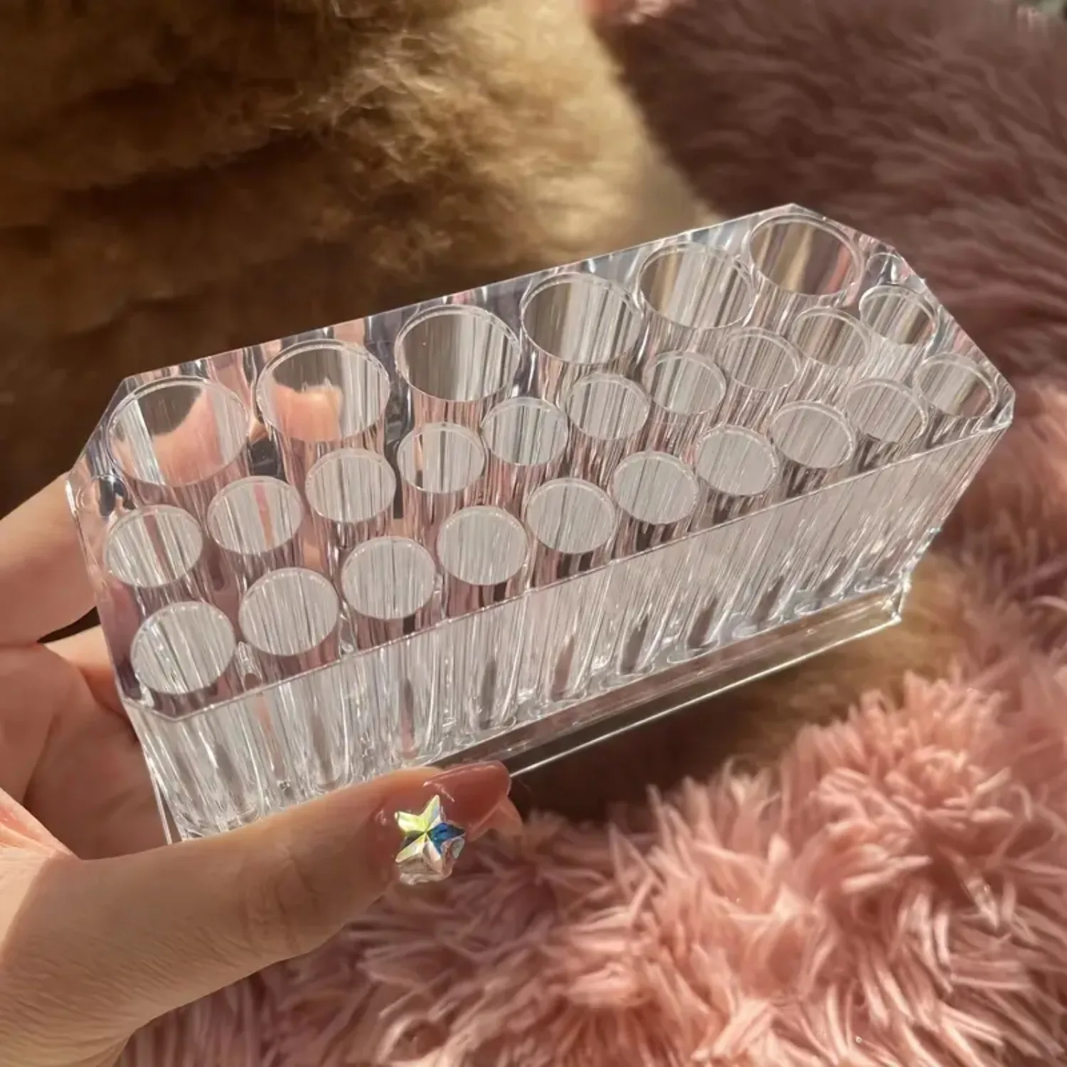 Organisateur de pinceaux à ongles en acrylique à 26 trous, kit de rangement pour nail art, outils de maquillage, présentoir pour stylos cosmétiques, support de présentation